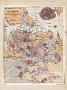 The Isthmus of Auckland with its extinct Volcanoes by Ferdinand von Hochstetter 1859