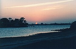 Looking west from Belleair Bluffs's end of the Belleair Causeway toward Belleair Beach at sunset on November 3, 2006.