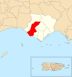 Location of Boca Velázquez within the municipality of Santa Isabel shown in red