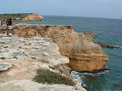 Limestone cliffs located next to the lighthouse.