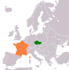 Location map for the Czech Republic and France.