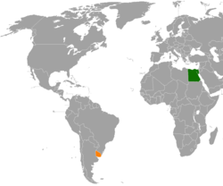 Map indicating locations of Egypt and Uruguay