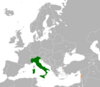 Location map for Italy and Lebanon.