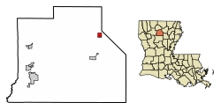 Location of Eros in Jackson Parish, Louisiana.