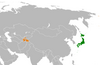 Location map for Japan and Tajikistan.