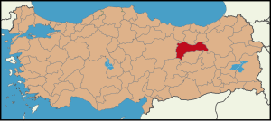 Localização da província de Erzincan na Turquia