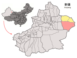 新疆ウイグル自治区中の伊州区の位置