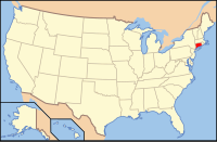 コネチカット州の位置を示したアメリカ合衆国の地図