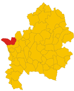 Location of the village of Pizzone within the province of Isernia