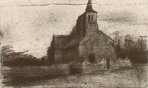 St. Martin's Church at Tongelre, Drawing in pencil and chalk, 1885, Van Gogh Museum, Amsterdam (F: None, JH: 640)