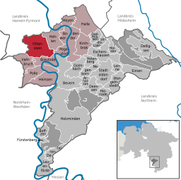 Läget för kommunen Ottenstein i Landkreis Holzminden