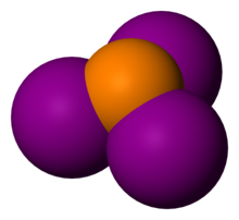 Space-filling model of the phosphorus triiodide molecule