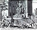 A fanciful reconstruction of Phidias' Statue of Zeus at Olympia, engraving by Philip Galle in 1572, from a drawing by Heemskerck