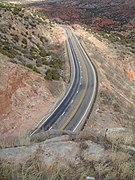 (January 2016) Texas State Highway 207 as it winds its way through the valley of the Prairie Dog Town Fork Red River in Armstrong County