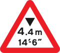 Warning of maximum headroom of arch bridge/overhanging structure some distance ahead (sign also used at the bridge itself)