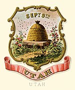 Utah territory coat of arms (illustrated, 1876)