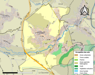 Carte en couleurs présentant l'occupation des sols.