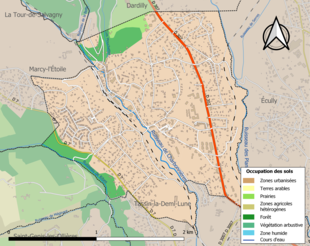 Carte en couleurs présentant l'occupation des sols.