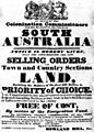 Image 16An 1835 advertisement for the sale of land in South Australia (from History of South Australia)
