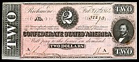 $2 (T70) Judah P. Benjamin Keatinge & Ball (Columbia, S.C.) (~944,000 issued)