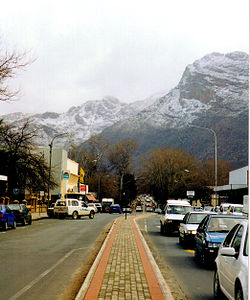Town centre of Ceres with its main street on a winter day