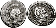 Coin of King Arbinas. Athena and Herakles.
