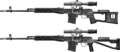 Fusil SVD Dragunov (ci-dessus) avec crosse fixe creuse et SVDS avec crosse squelettique et repliable.