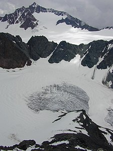 View from halfway up the eastern arête leading to the Ruderhofspitze