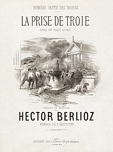 Vocal score cover of La Prise de Troie at Les Troyens, by Antoine Barbizet (restored by Adam Cuerden)