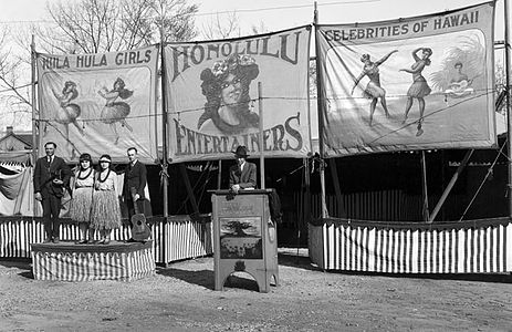 "Honolulu Entertainers" sideshow at a circus in Salt Lake City, 1920