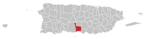 Map of Puerto Rico highlighting Juana Díaz Municipality