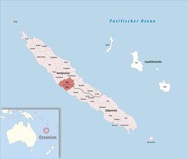 Location of the commune (in red) within New Caledonia