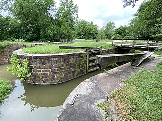 canal lock with bridge over it
