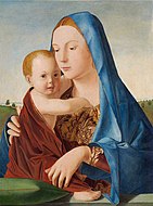 安托內羅·達·梅西那的《聖母及聖子（義大利語：Madonna Benson）》，58.9 × 43.7cm，約作於1475年，來自安德魯·威廉·梅隆的收藏。[12]
