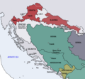 Image 71Croatian borders similar to those established with the Peace of Karlowitz in 1699. Although the peace treaty meant relief from Ottoman pressure, Croatia lost the compactness of its territory. (from History of Croatia)