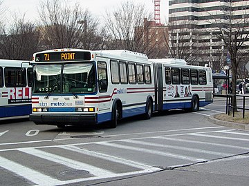 A Diesel-powered AN460 standard-floor of WMATA Metrobus in Silver Spring, Maryland