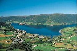 View of the municipal centre of Ølensjøen