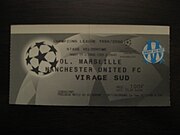 Ticket from Marseille vs. Manchester United, 1999