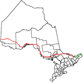 Carte de la route ontarienne 17.