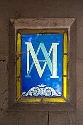 Neoclassical monogram of the Grave of the Miton family in the Père-Lachaise Cemetery, Paris, unknown architect or painter, c.1870