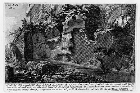 Gravura de Piranesi (séc. XVIII) de um trecho subterrâneo da Água Alsietina.