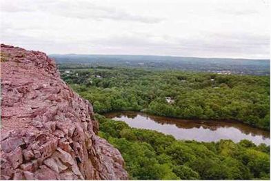 Ragged Mountain overlooking the town.