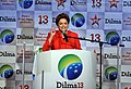 Dilma Rousseff durante a convenção do PT na qual foi confirmada como candidata à Presidência.