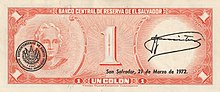 Reverso Billete de un Colon 1970