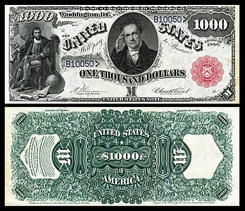One-thousand-dollar United States Note from the series of 1880, by the Bureau of Engraving and Printing