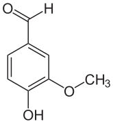 Formule chimique de la vanilline, constituant principal de la vanille naturelle.