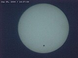 A projection of the 2004 Transit of Venus as seen from Mumbai, India at 14:57:50 IST (09:27:50 UTC) clicked using a Sony Digital Mavica MVC-FD73 camera by Dhaval Mahidharia.