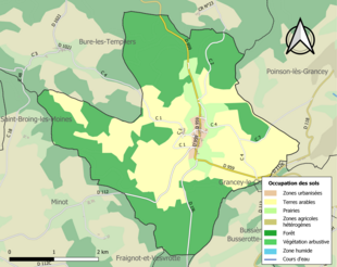 Carte en couleurs présentant l'occupation des sols.