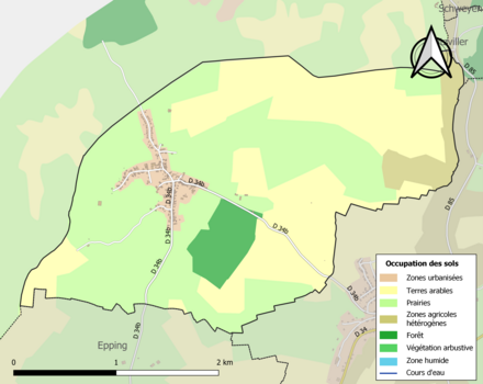 Carte en couleurs présentant l'occupation des sols.