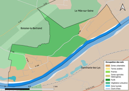 Carte des infrastructures et de l'occupation des sols en 2018 (CLC) de la commune.